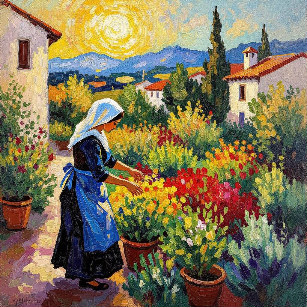 Strega Maria Angelina Tending Vibrant Herb Gardens