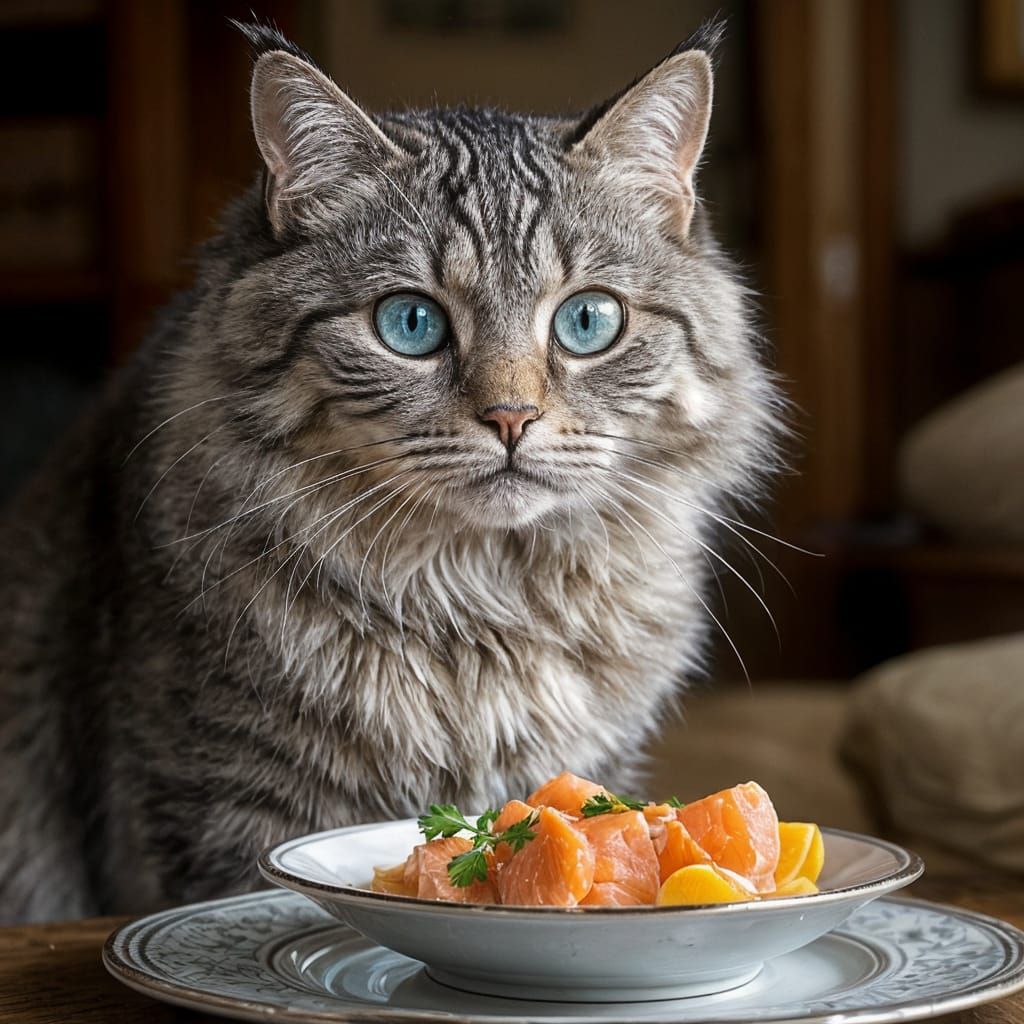 Stately Silver Tabby Cat Demands Parsley-Free Birthday Feast