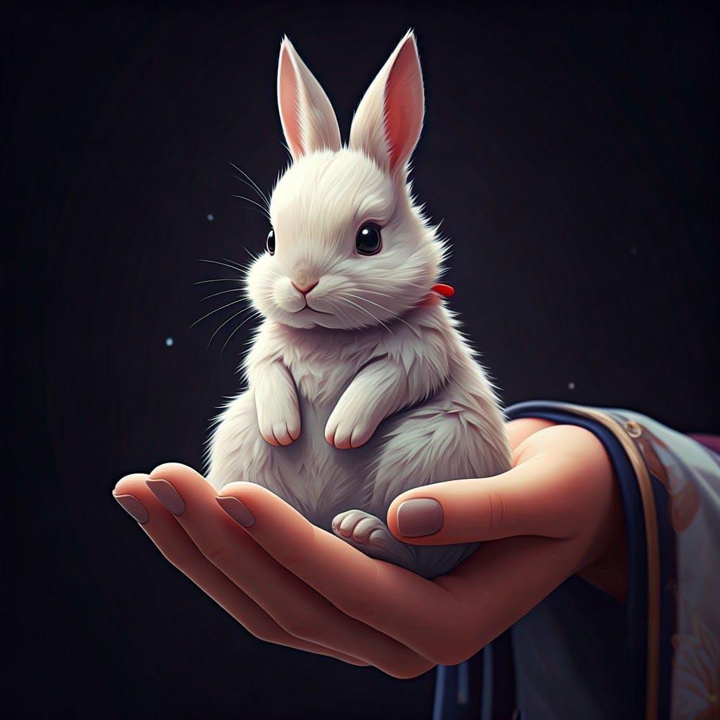 Anime Bunny in Hand Digital Art
