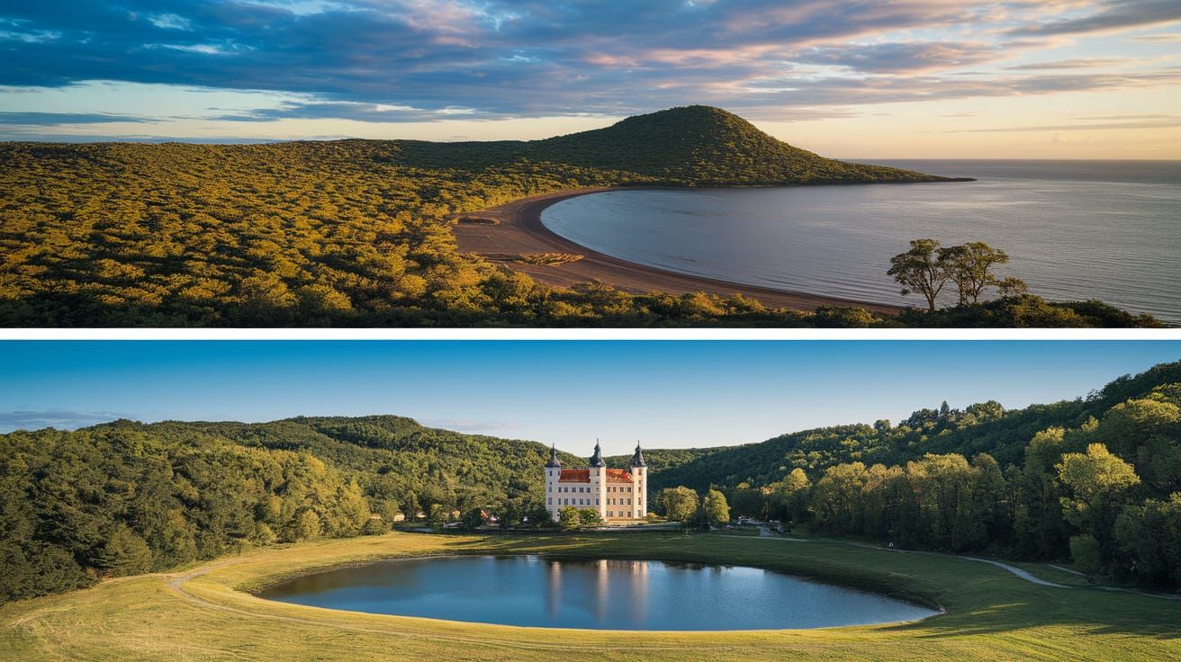 Vibrant Rainforest and Bavarian Castle Split Scene