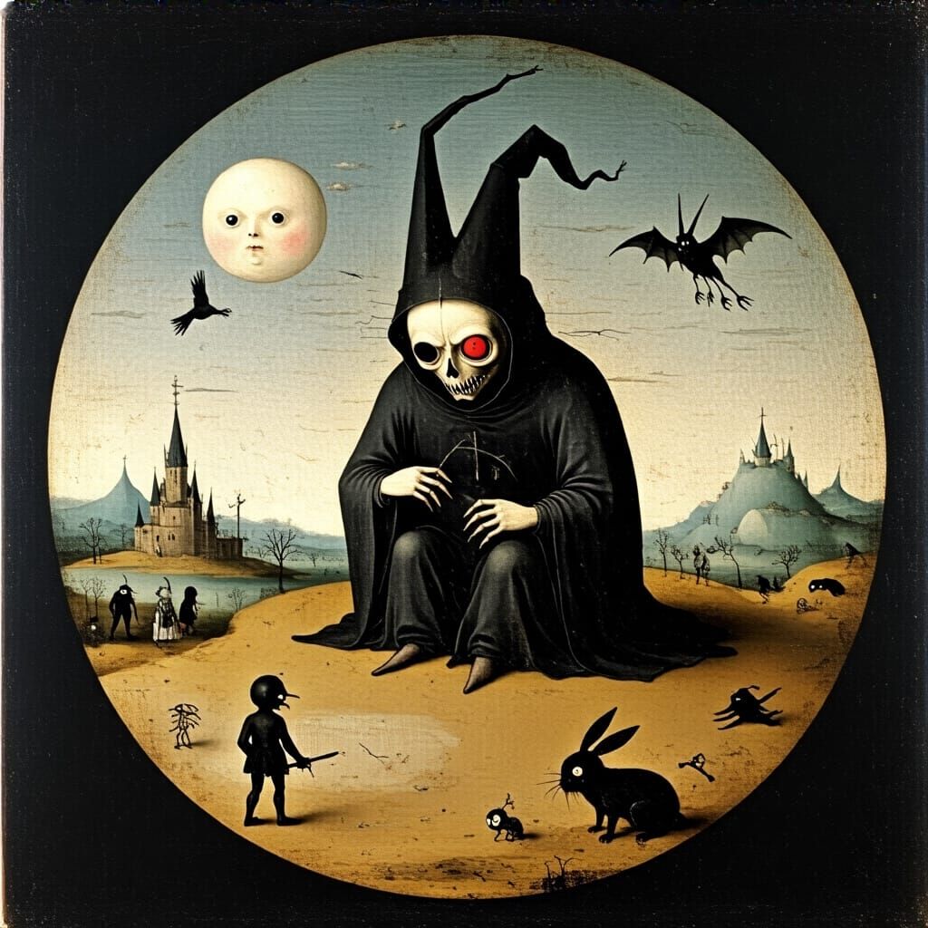 Grimdark Scene in Hieronymus Bosch Style