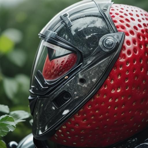 Strawberry Dragonfly Motorbike Girl in Cinematic Style