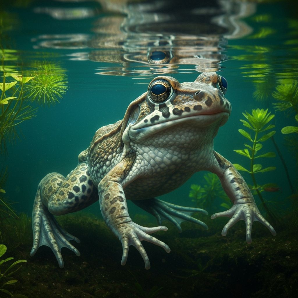 Underwater Portrait of Clawed Frog in Oil Paint