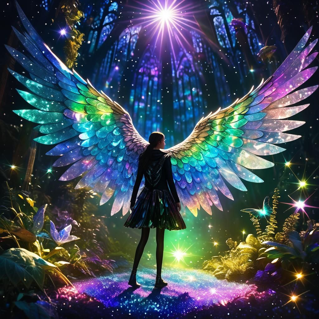 Bioluminescent Terrarium with Iridescent Life in Maximalist ...