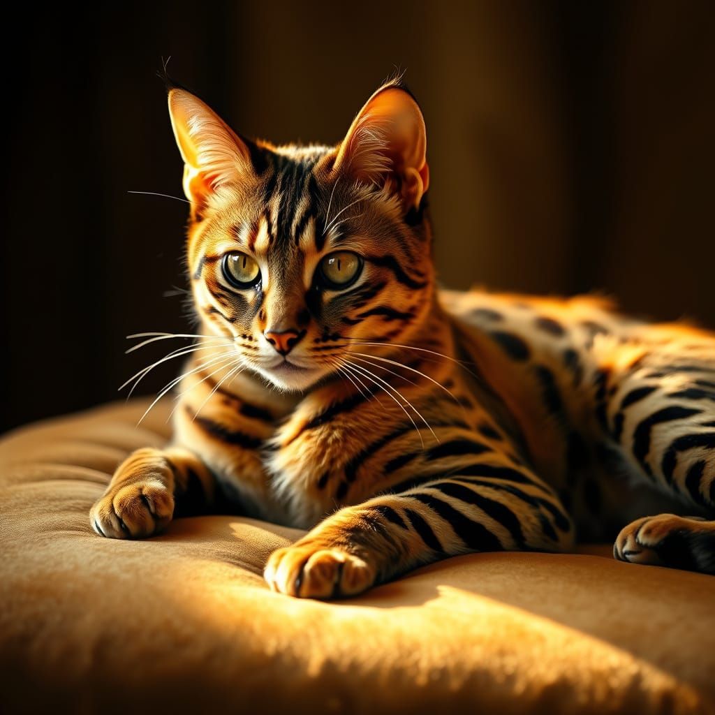 Savannah Cat in Elegant Renaissance Portraiture