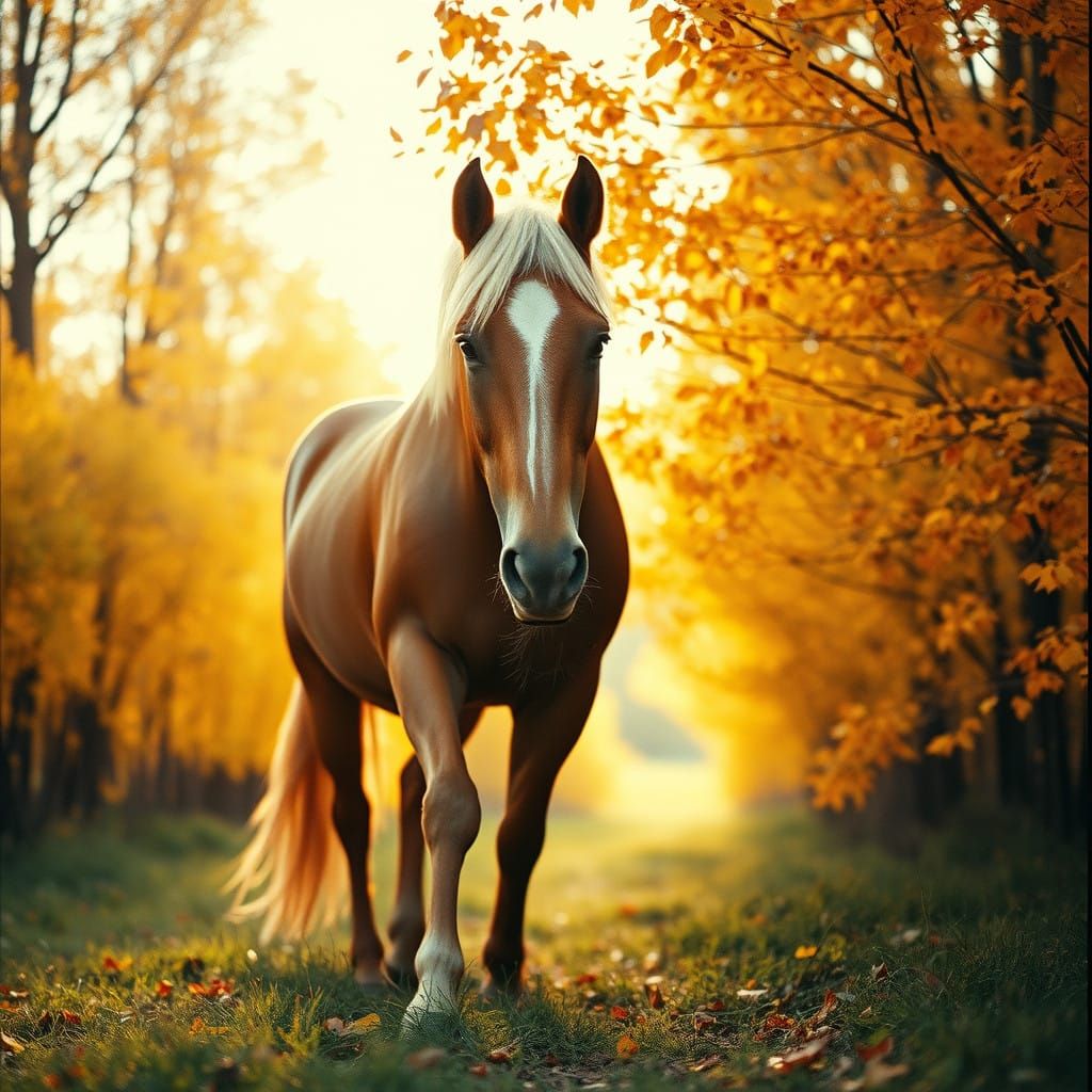 Palomino Stallion in Autumnal Splendor