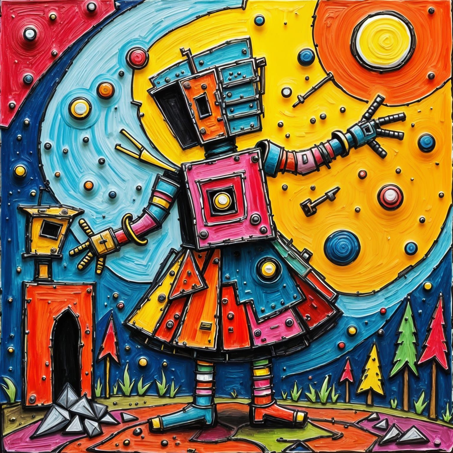 Geometric Dancer in Vibrant Art Deco Style