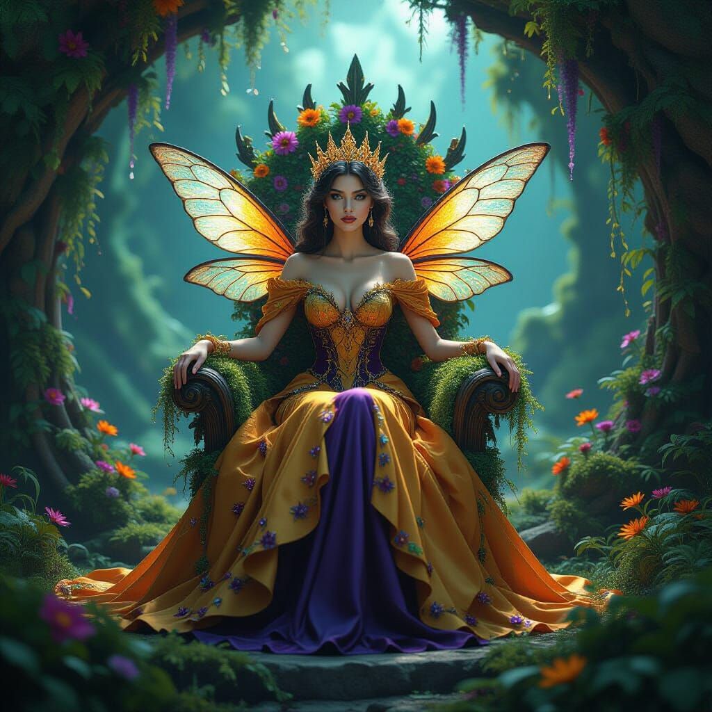 Queen of Bumblebees in Bioluminescent Grotto