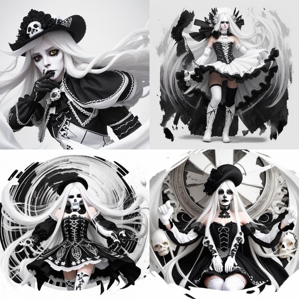 Woman with Skull Face Paint in Hyperrealistic Style