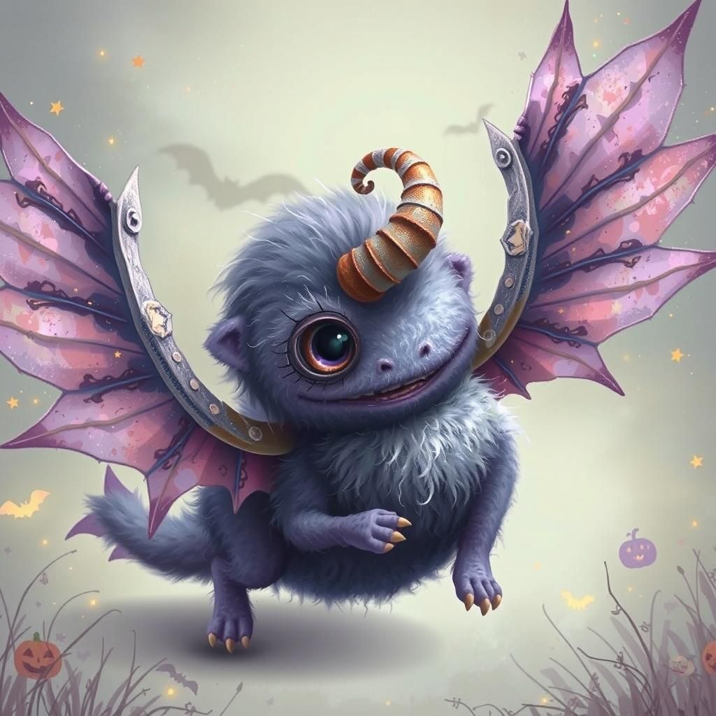 Flying Purple People Eater in Dreamlike Style