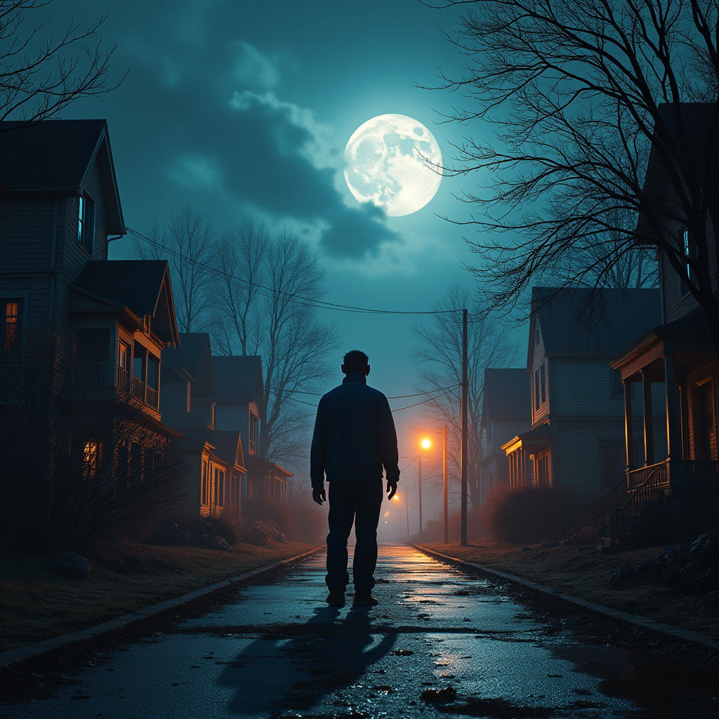 Eerie Michael Myers in Desolate Suburban Street: 8K Matte Pa...