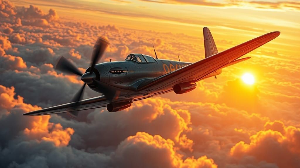 Steampunk Airplane Soaring Through Dramatic Cloudscape