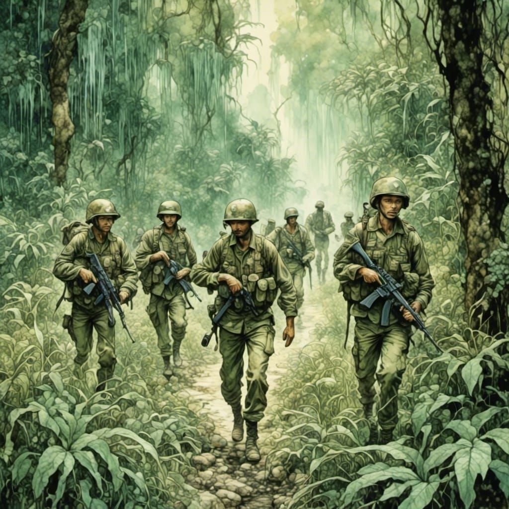 Marines in Vietnam: Ink and Watercolour Art