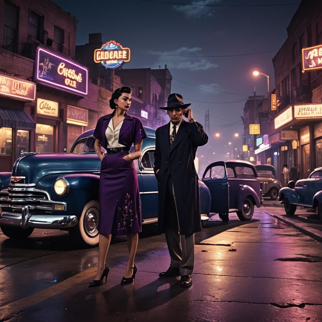 Film Noir: Zoot Suiter and Woman in Cityscape