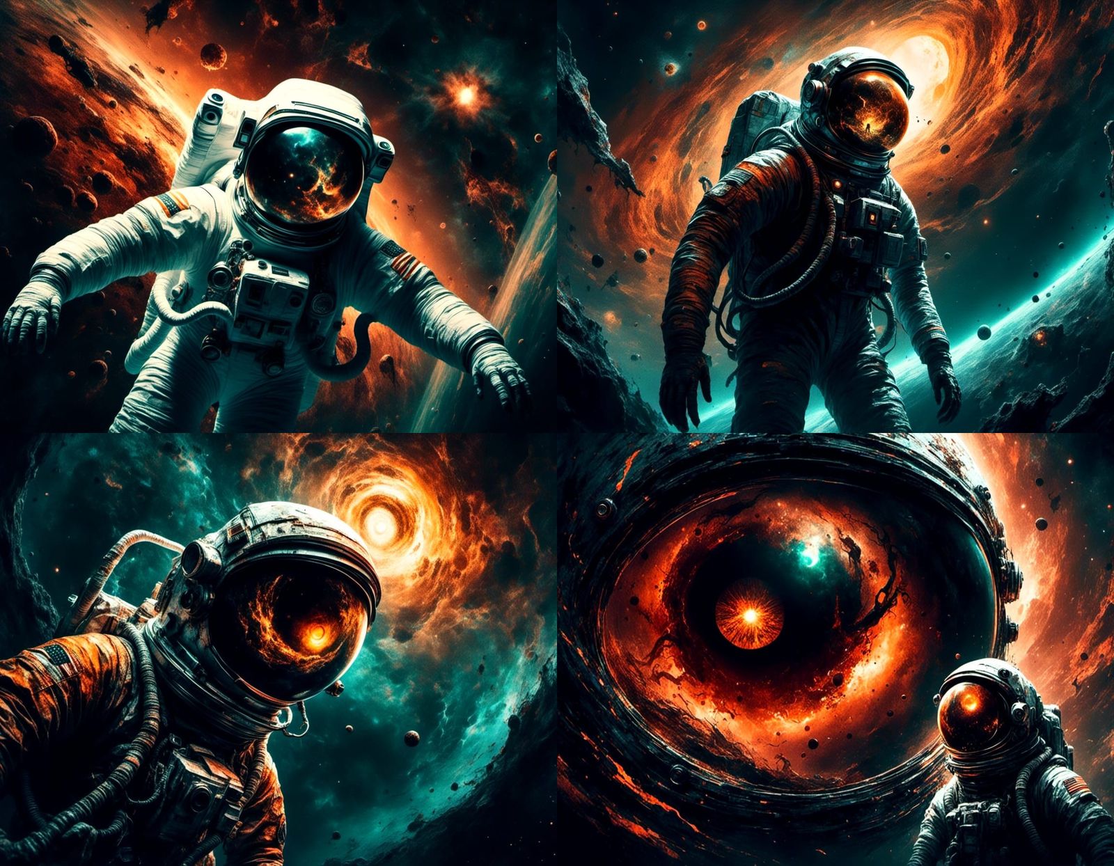 Astronaut Confronts Monstrous Eye in Deep Space