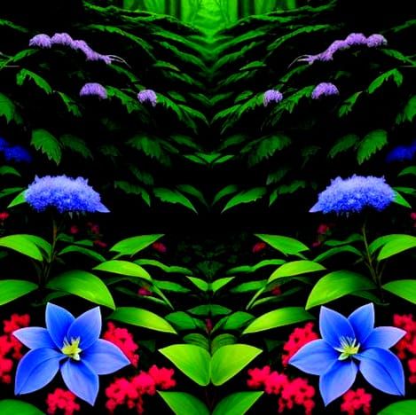 Rainforest Landscape Oil Painting with Orchids