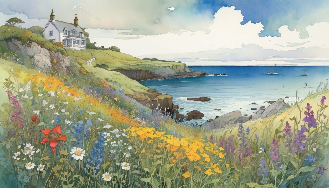 Wildflowers Bloom in Vibrant Watercolour