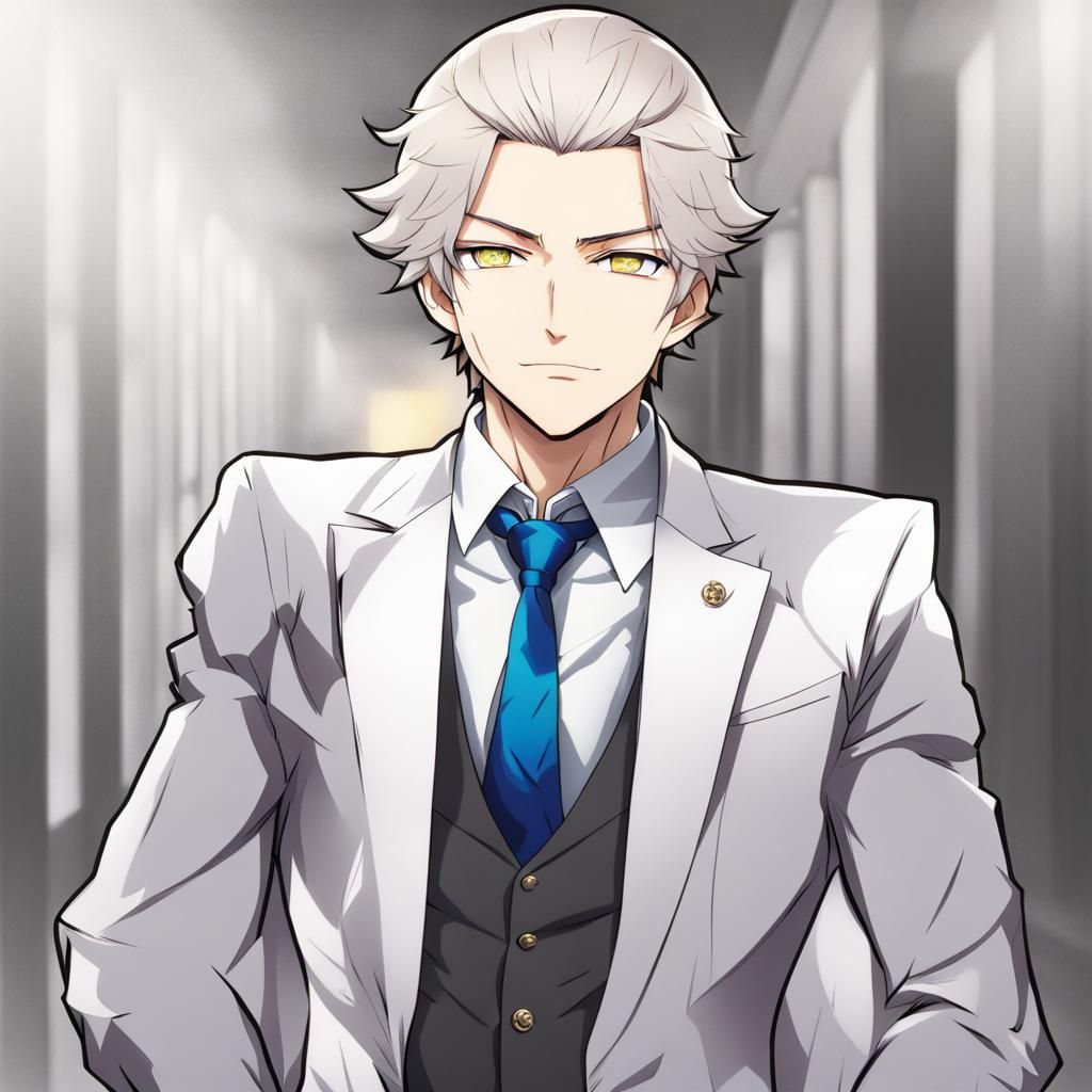 Okada Izou in Suit: Anime Key Visual Style