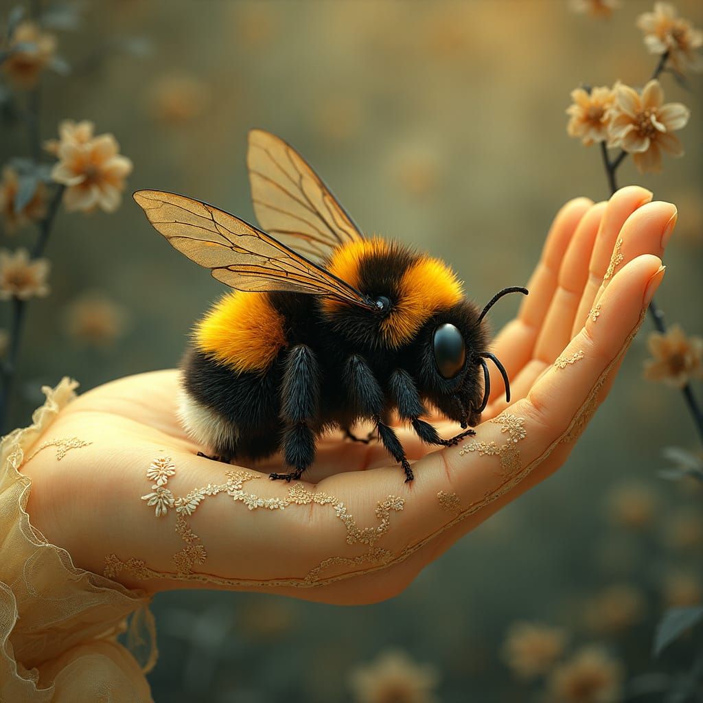 Bumblebee Slumber: An Art Nouveau Dreamscape