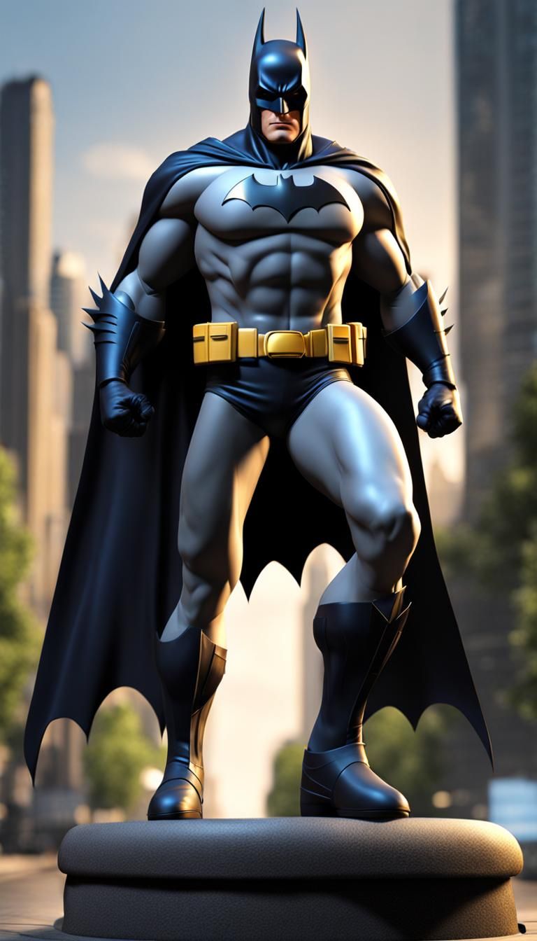 Batman Cartoon Statue in Dynamic Pose