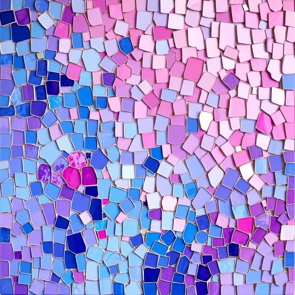 Dreamy Blue and Pink Mosaic Artwork