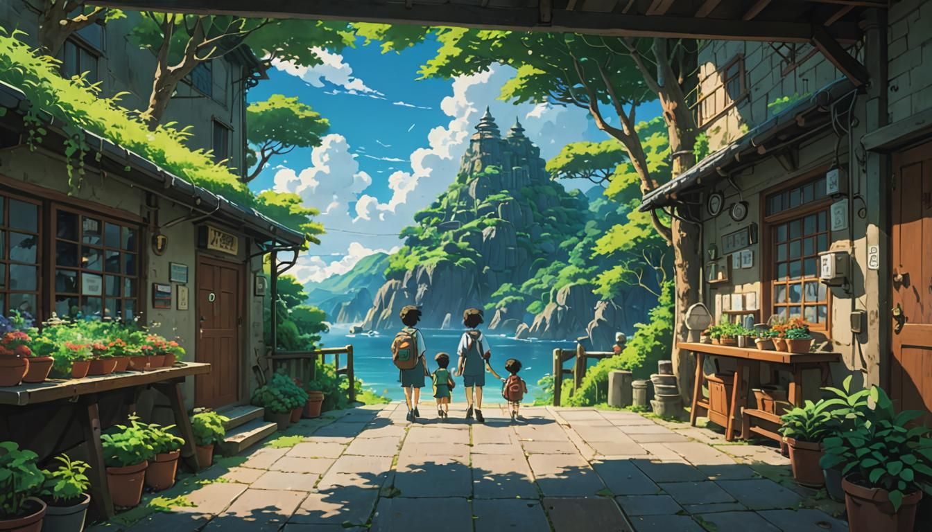 Anime Chalk Art in Studio Ghibli Style