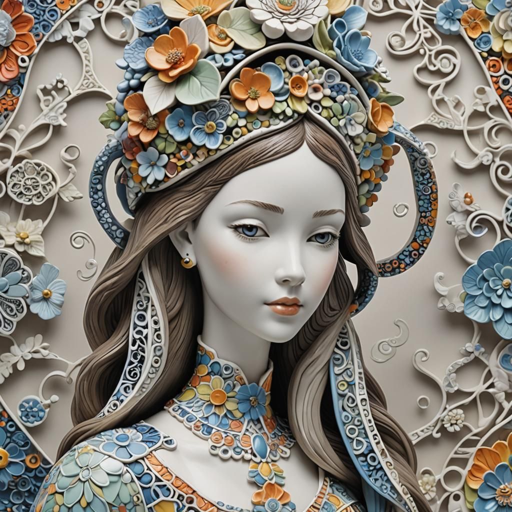 Multicolour Zentangle Lladro Figurine