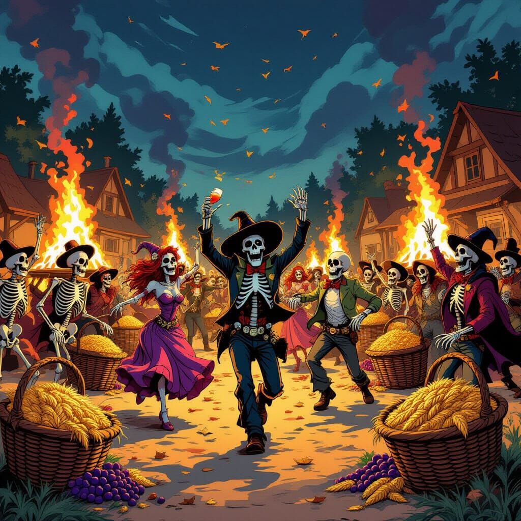 Monsters Dance at Harvest Festival in Frank Cho Style