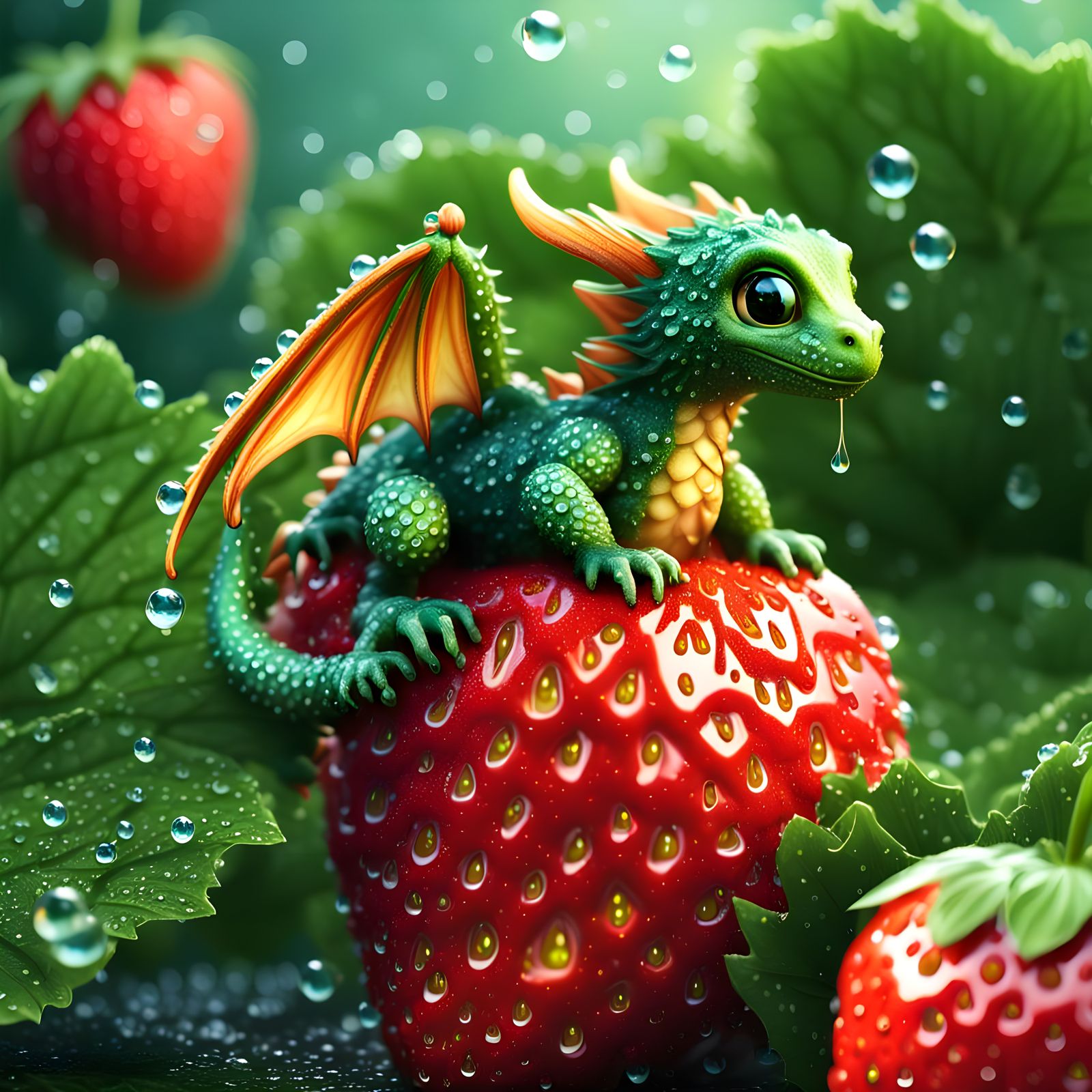 Dragon Strawberry Fusion in Detailed Realism