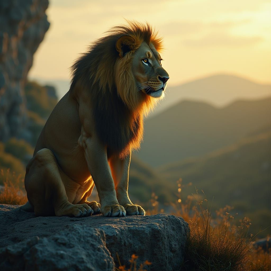 Lion on a Rock: Cinematic Film Still