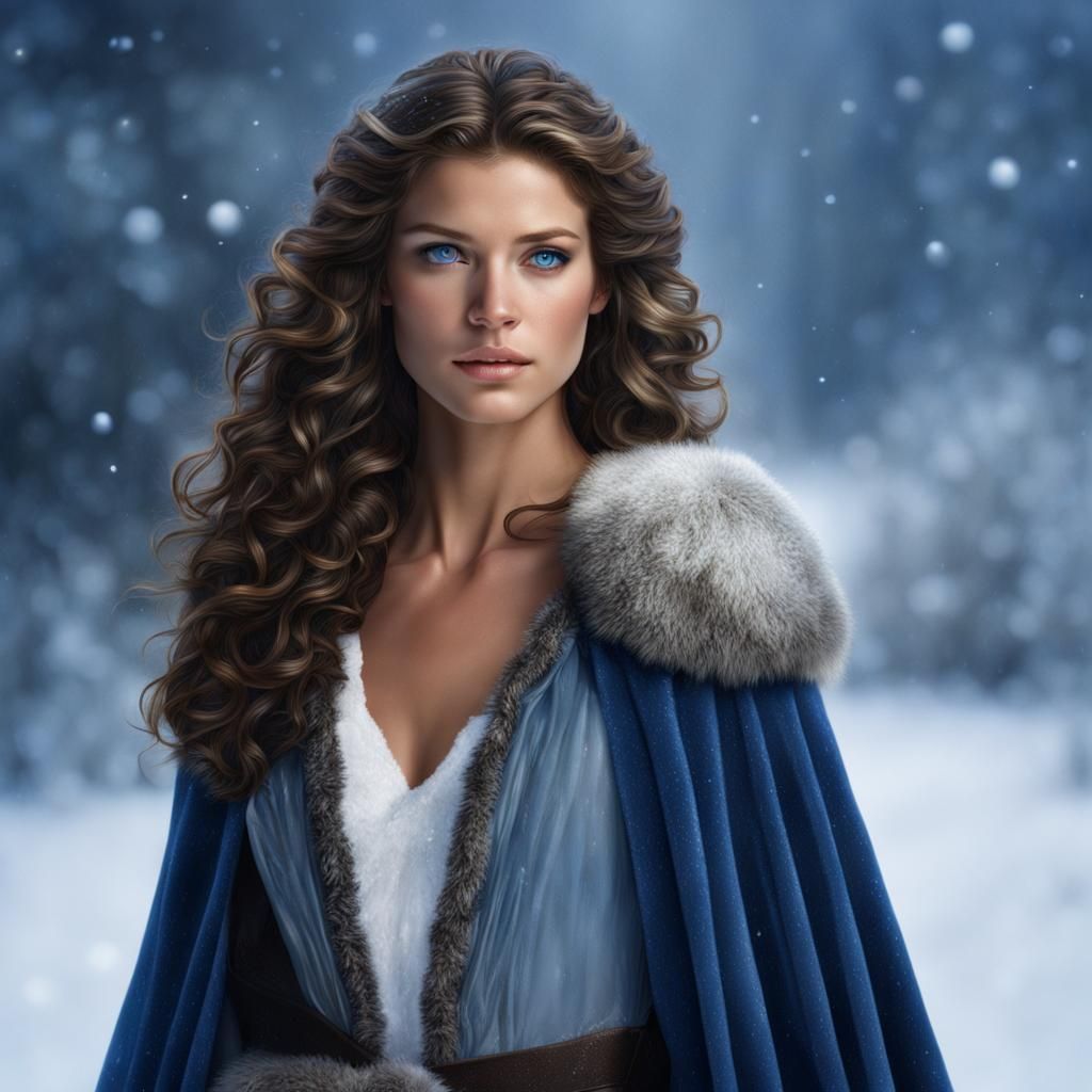 Hyperrealistic Unclad Woman in Snow: Seductive Fantasy