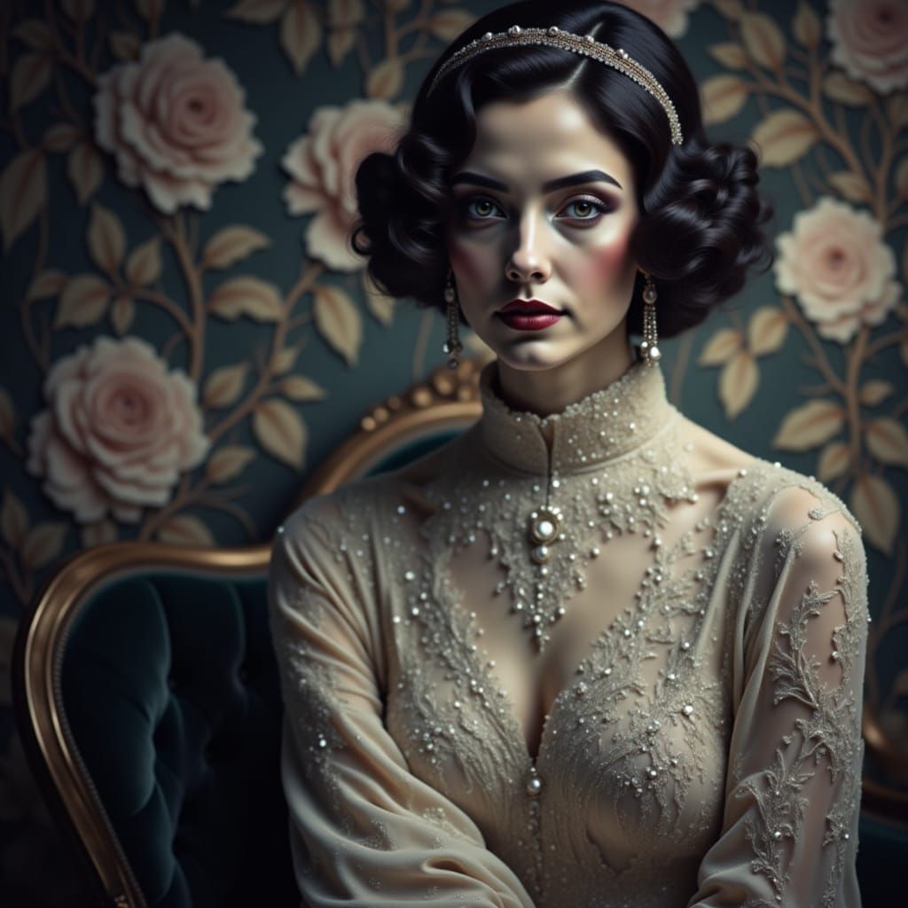 Elegant Woman in Distressed Gothic Setting