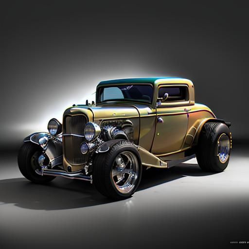 1932 Ford Coupe Hot Rod: Chromed Motor