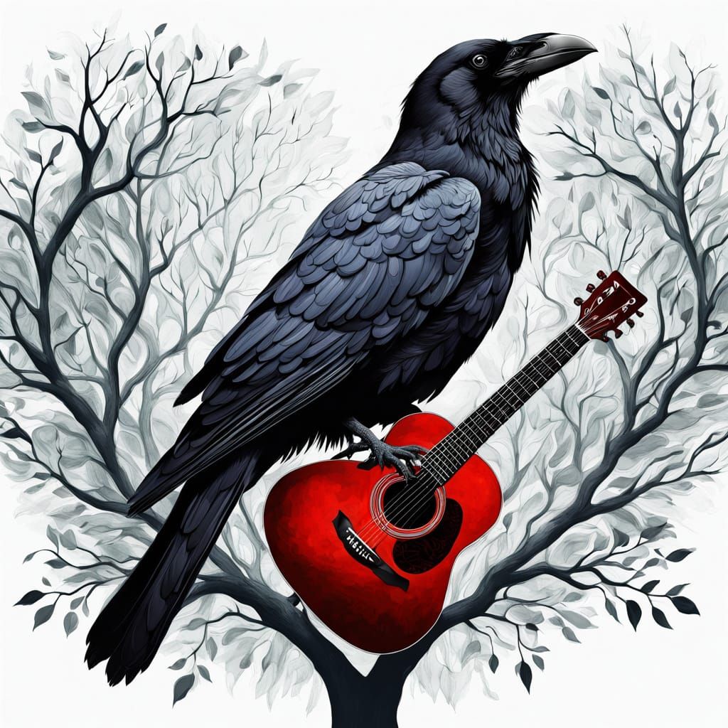 Acoustic Guitar Double Exposure with Nature Elements