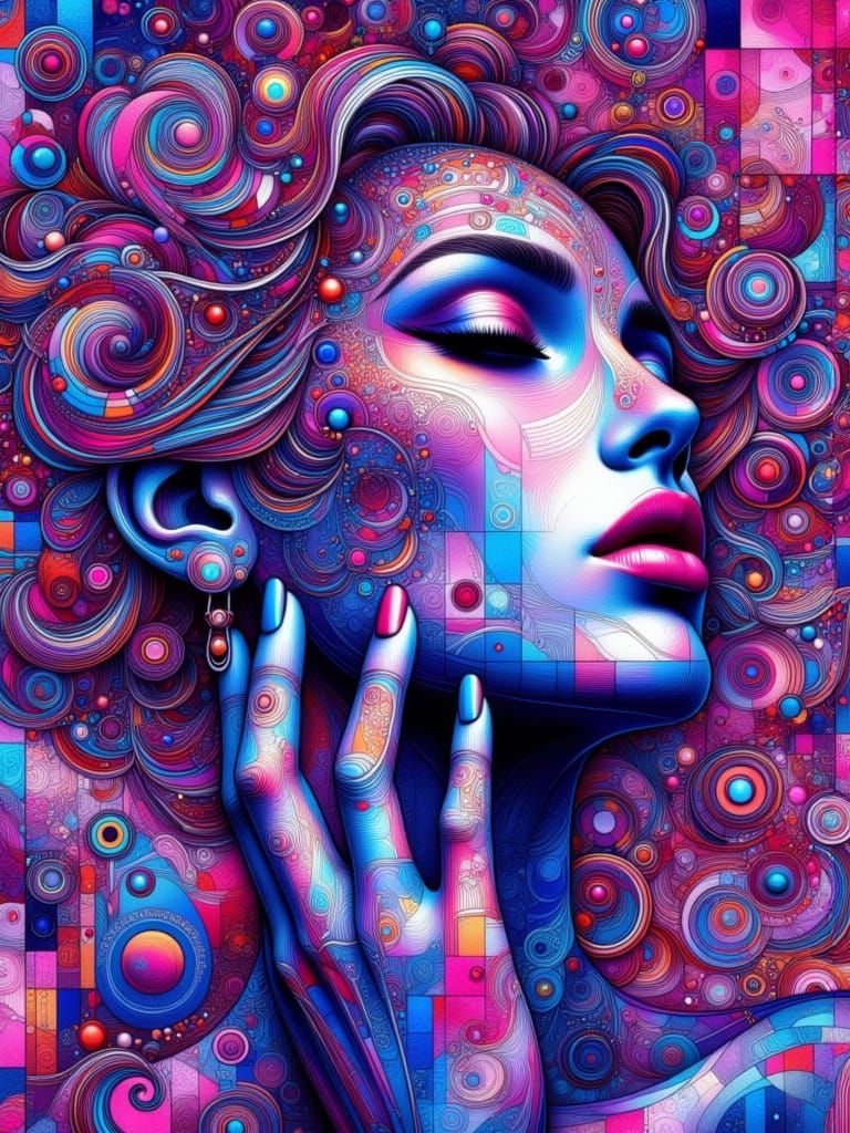 Woman Trapped in Surreal Checkerboard Nightmare