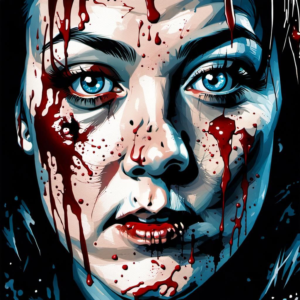 Jennifer Tilly serial killer poster, detailed face, expressi...