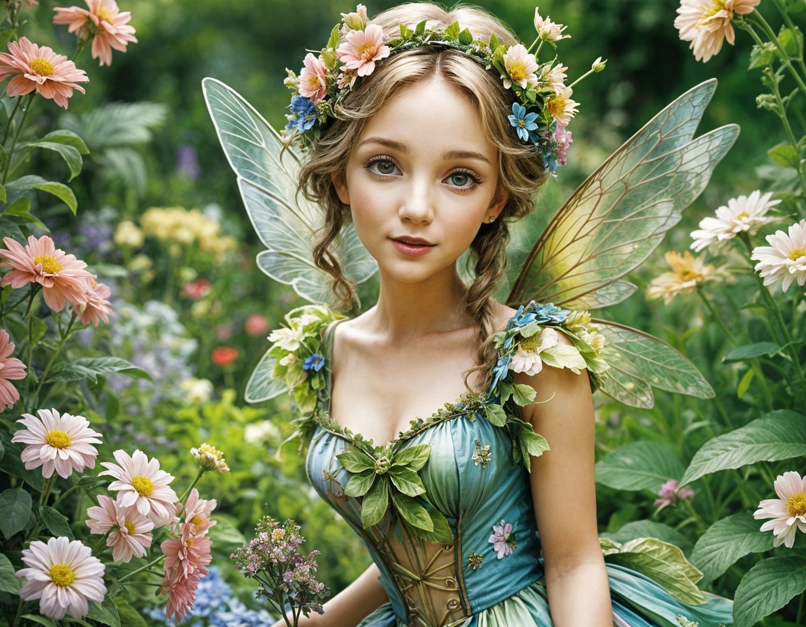 Beautiful Flower Fairy Dancing in a Garden