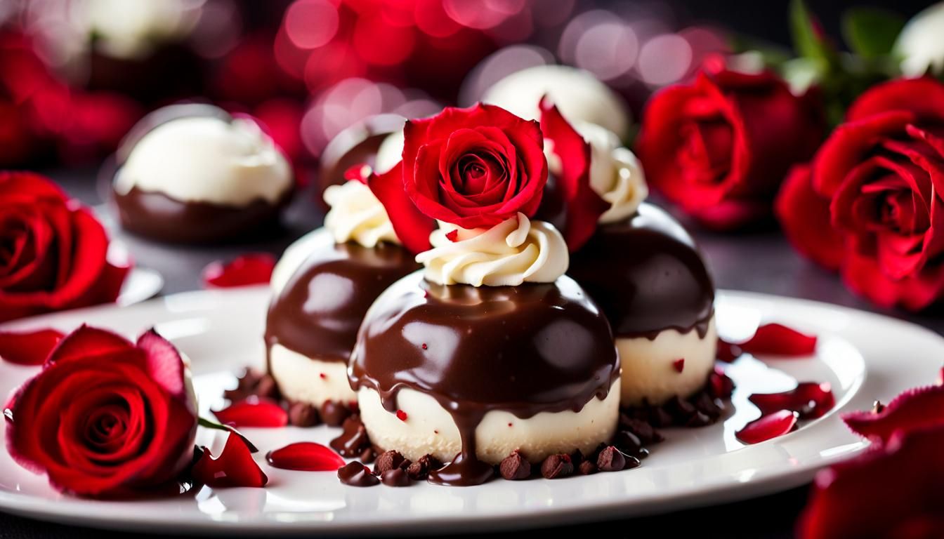 Chocolate Balls with Roses: Food Photography