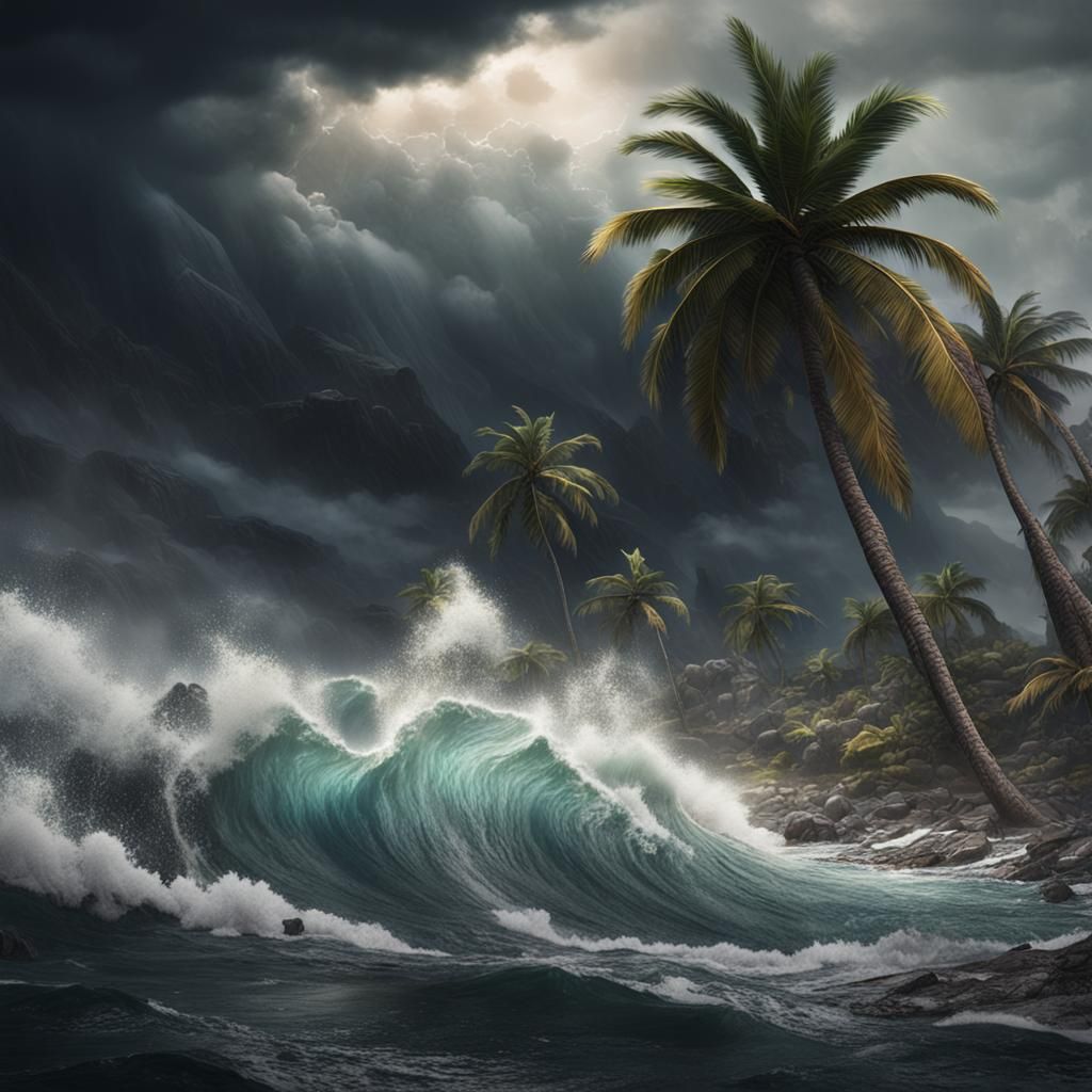 Windstorm on a Coastline as Fantasy Concept Art