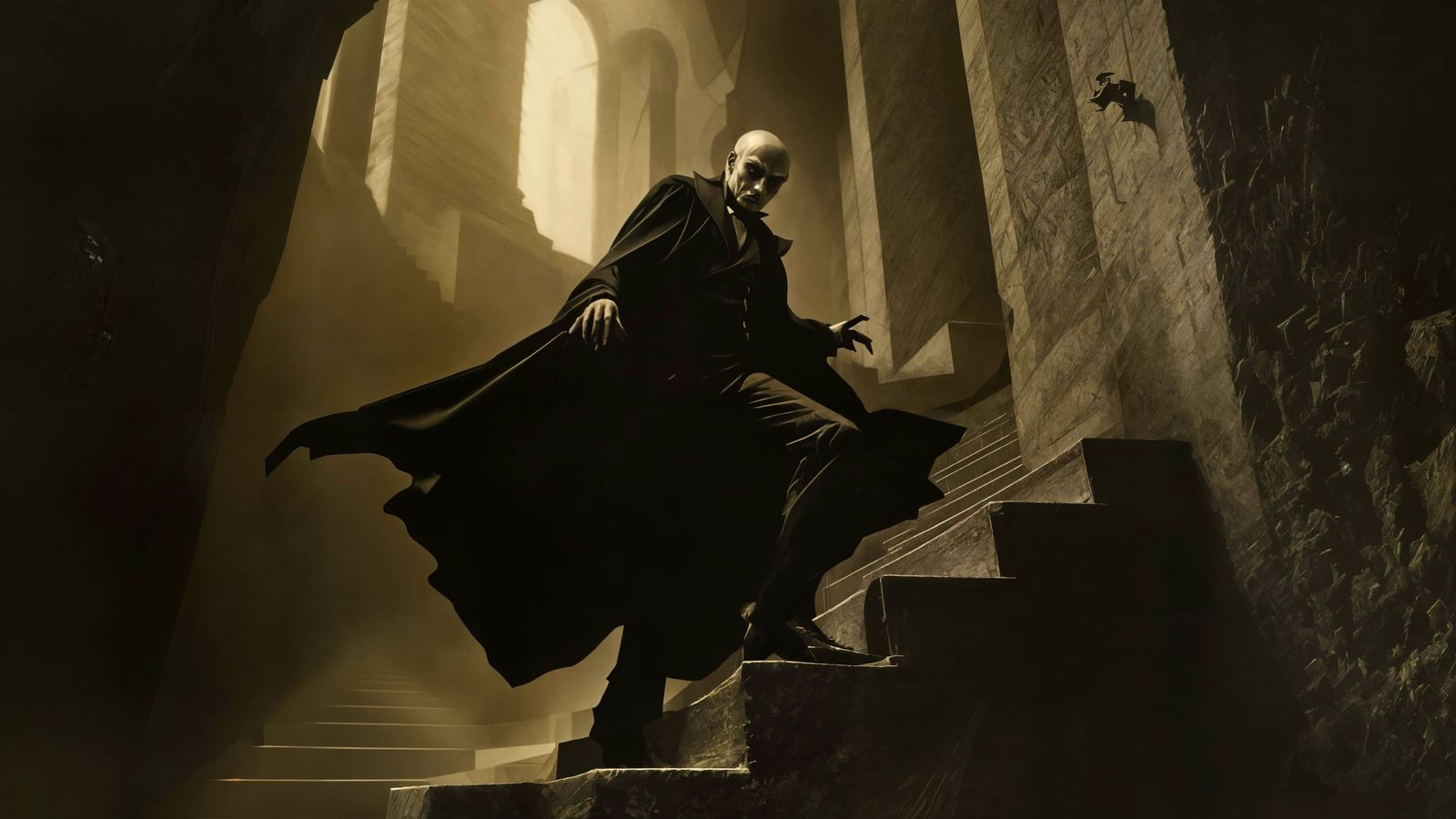 German Expressionist Figure on Escher-esque Stairs