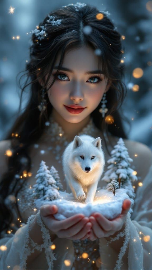 Enchanted Indonesian Witch Girl in Celestial Gown