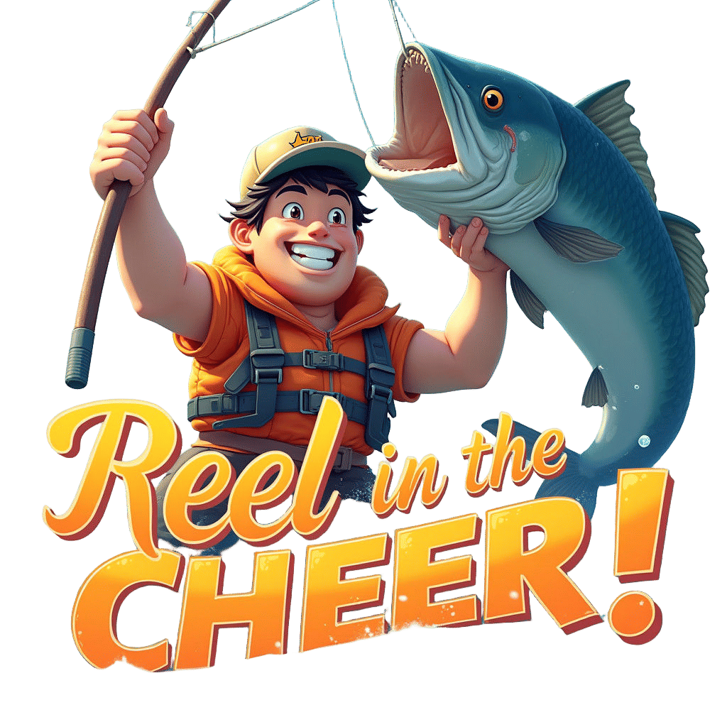 Fisherman's Whimsical Catch in Cartoon Style