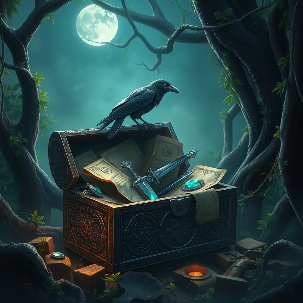 Mysterious Chest Adorned with Ancient Carvings and Treasures...