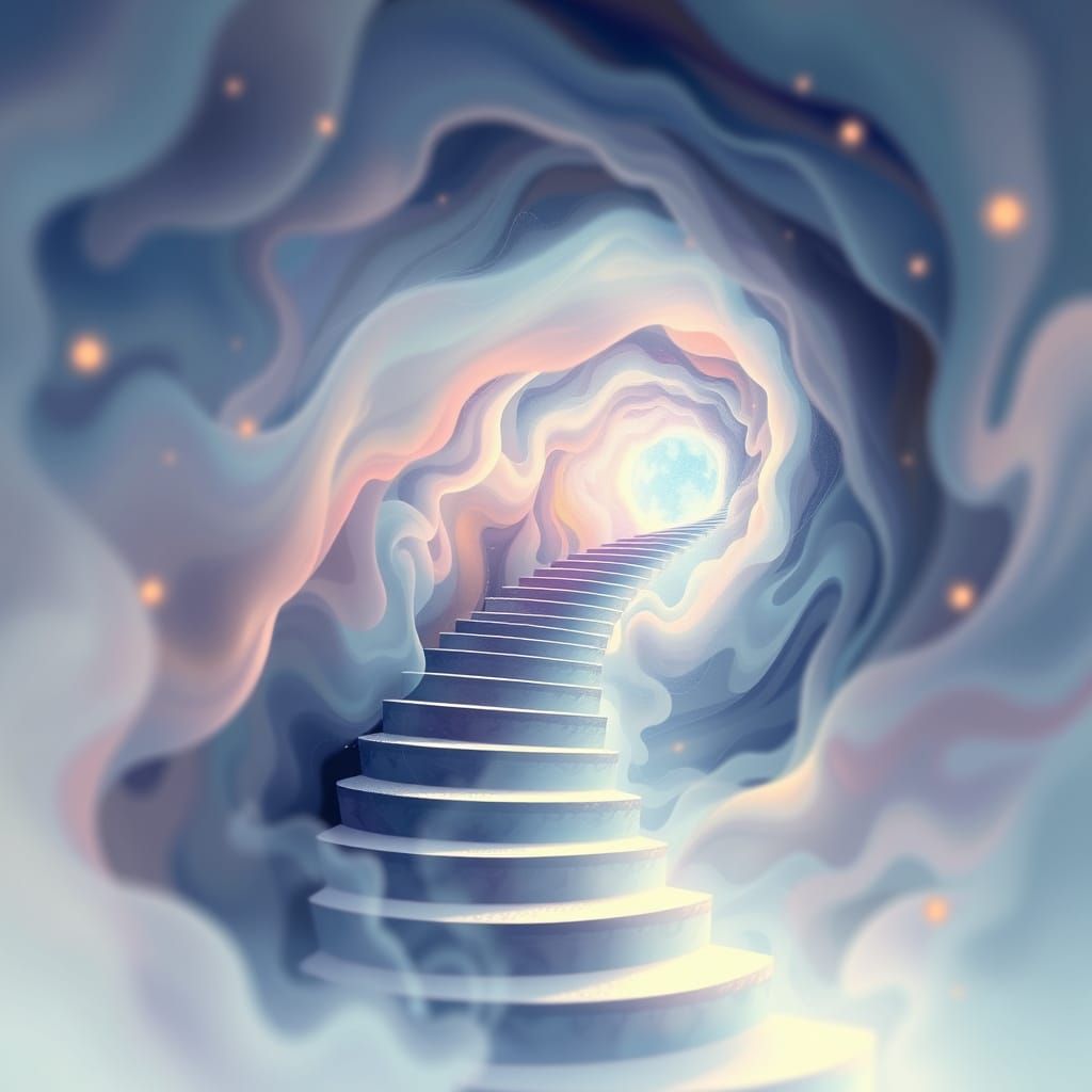Surreal, Ethereal Stairway Ascends into Freedom
