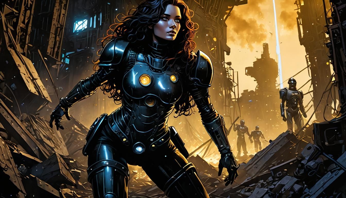 Cyberpunk Goddess in Abandoned Factory