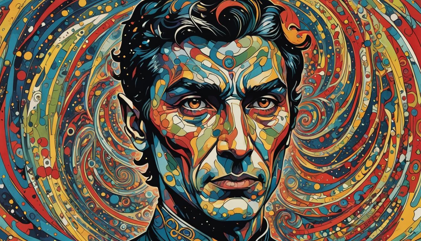 Abstract Vulcan Face in Swirling Ink Poster