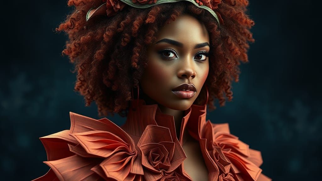 Origami Papercraft Woman in Dark Fantasy Style