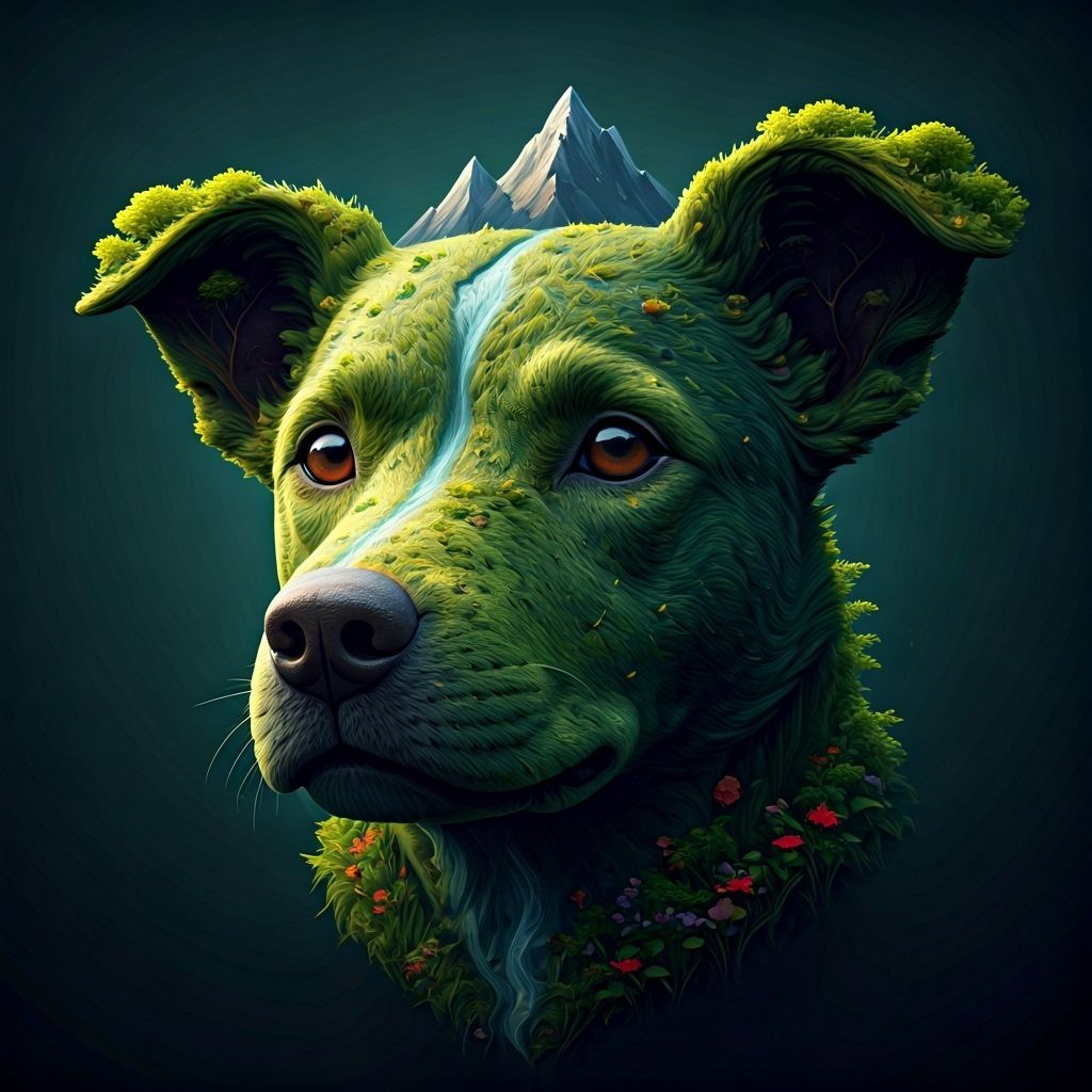 Dog Head Landscape Fantasy Art