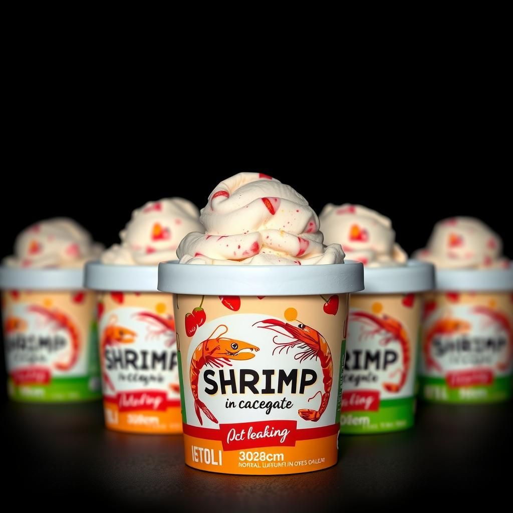 Shrimp Ice Cream Tubs: Advertising Photography in 8K