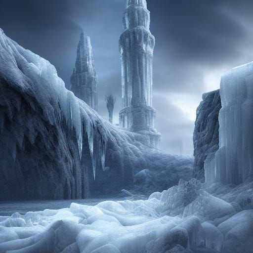 Dramatic Ice Shards in Digital Matte Painting